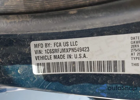 2023 Ram 1500 Laramie 4X4 5'7 Box z USA, uszkodzony, nr VIN 1C6SRFJMXPN549423